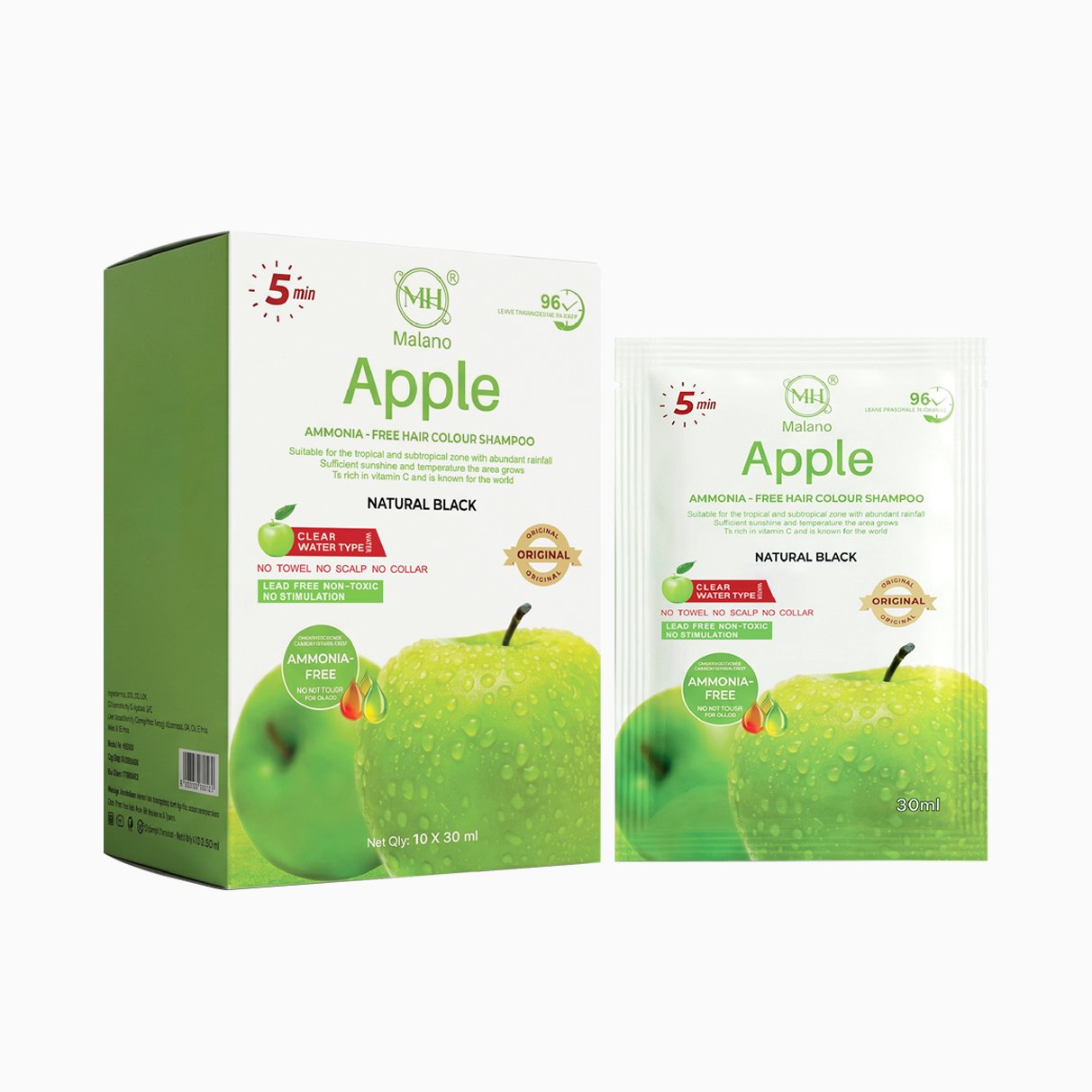 Apple Hair Colour Shampoo Natural Black 10 x 30ml