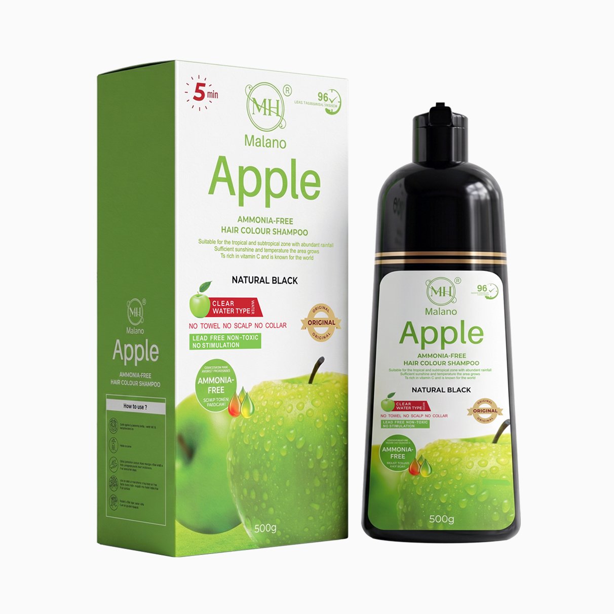 Apple Hair Colour Shampoo Natural Black 500g