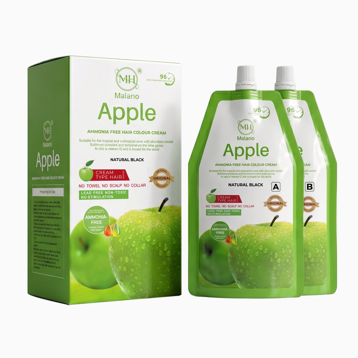 Apple Hair Colour Cream Natural Black 500ml + 500ml