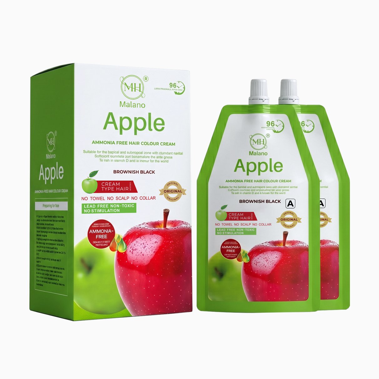 Apple Hair Colour Cream 500ml + 500ml Brownish Black