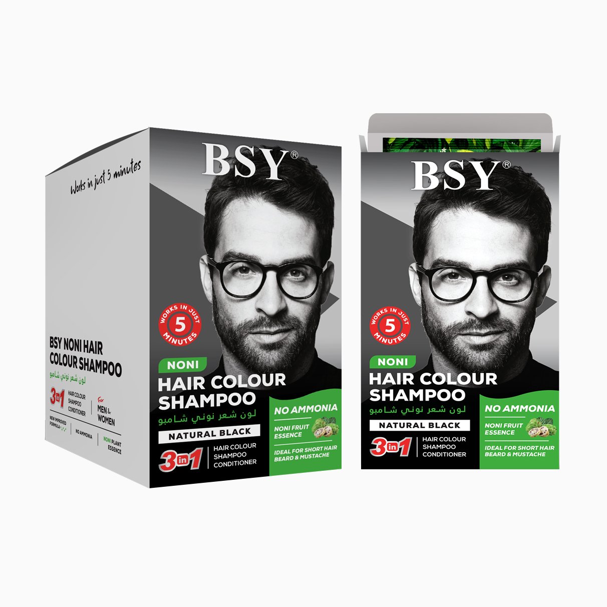 BSY Noni Hair Colour Shampoo 12ml-Natural Black-Pack of 12