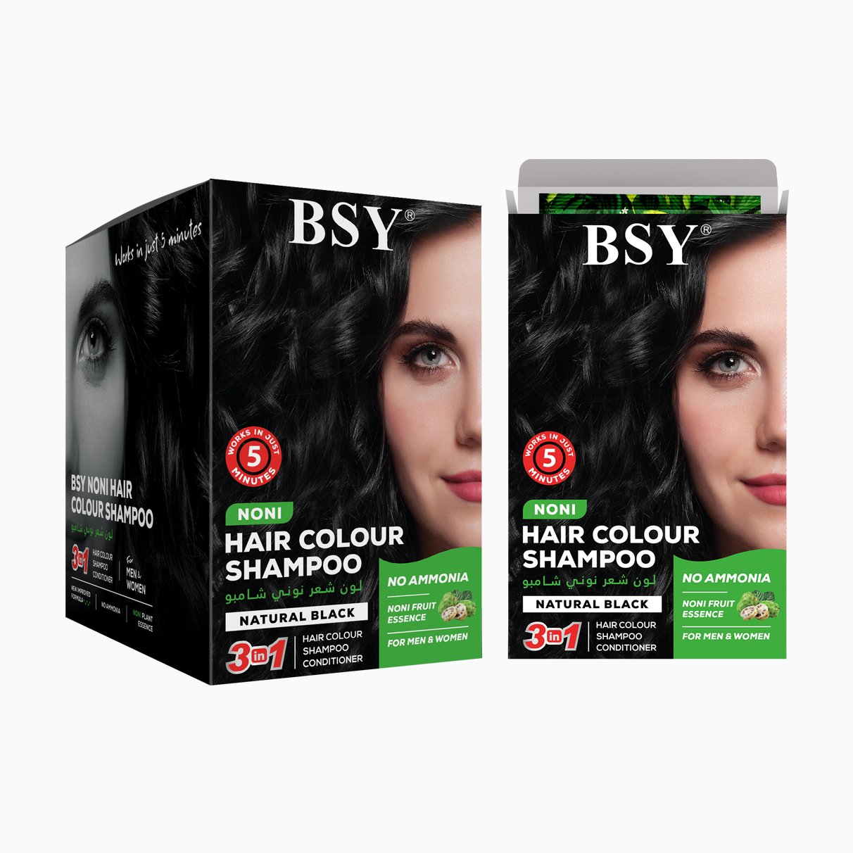 BSY Noni Hair Colour Shampoo 20ml- Natural Black-Pack of 12