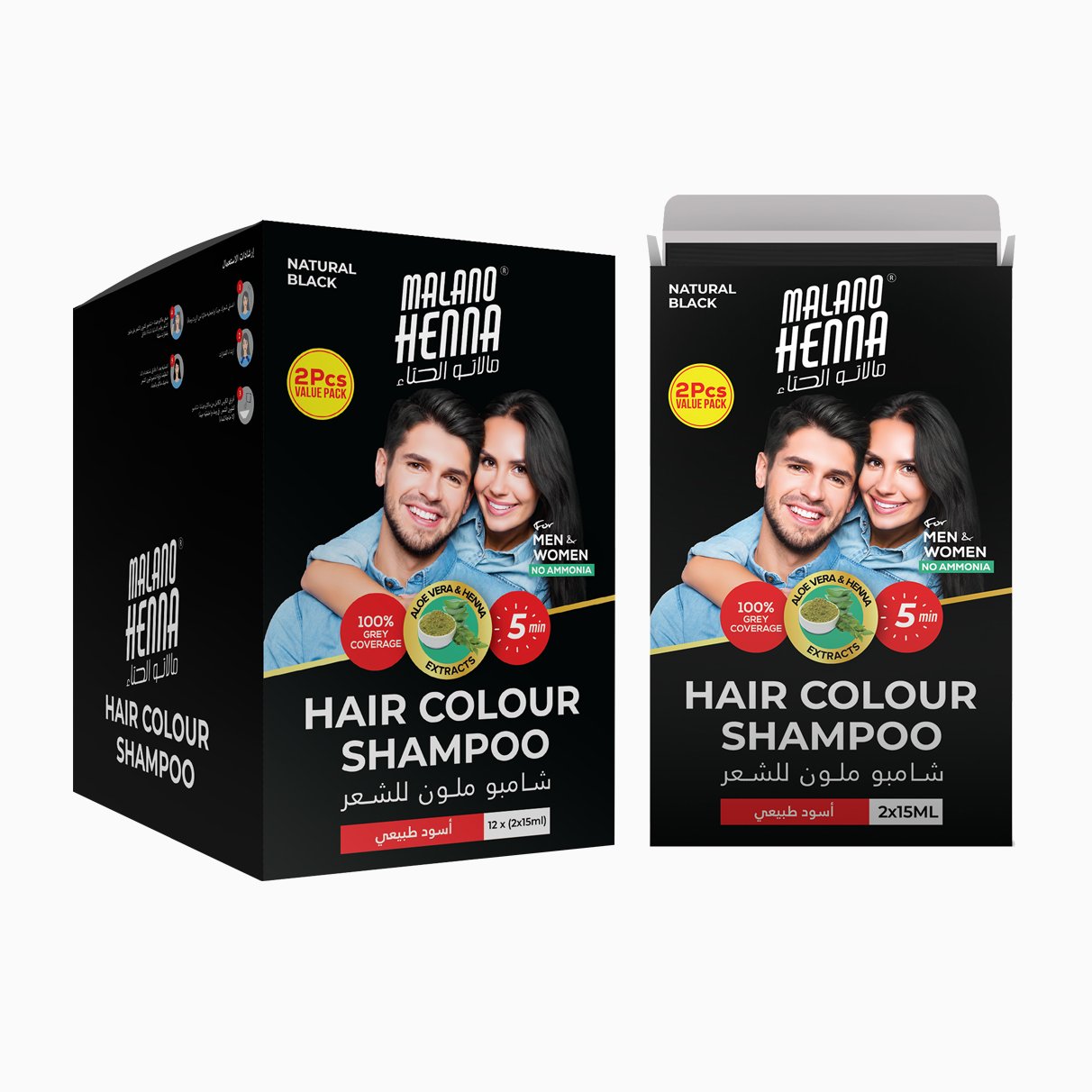Malano Henna Hair Colour Shampoo  Natural Black Pack of 12