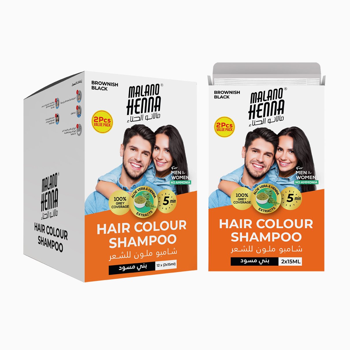 Malano Henna Hair Colour Shampoo  Brownish Black Pack of 12